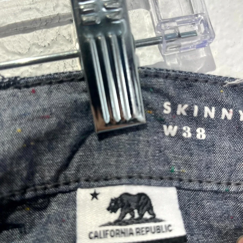 California‎ Republic Bullhead Denim Co Skinny Shorts Mens W38 Gray Herringbone